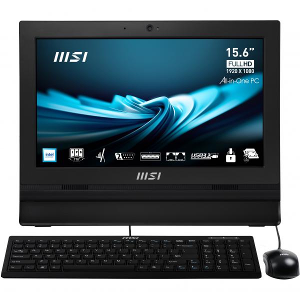 MSI Pro AP162T ADL-005IT All-in-One PC Intel N N100 39,6 cm (15.6") 1920 x 1080 Pixel Touch screen PC All-in-one 4 GB DDR4-SDRAM 128 GB SSD Windows 11 Pro Wi-Fi 6 (802.11ax) Nero [PROAP162TADL-005IT]