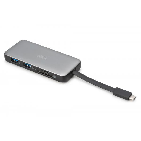 Digitus USB-C Travel Dockingstation - 7-Port - 1x HDMI - 3x USB 3.2 Gen 1 - 1x RJ45 - 1x SD - 1x MicroSD - 1x PD [DA-70916]
