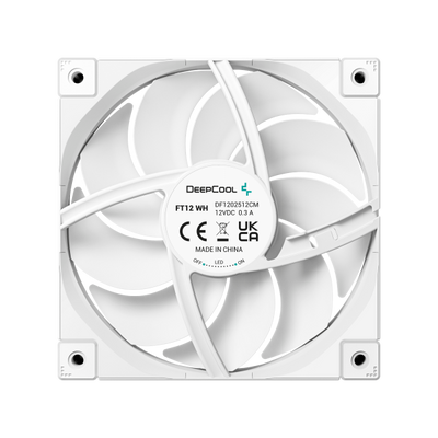 DEEPCOOL VENTOLE CASE FT12 BIANCA 12CM POTENTE SILENZIOSA DURATURA 4PIN PW [R-FT12-WHWPN1-G]