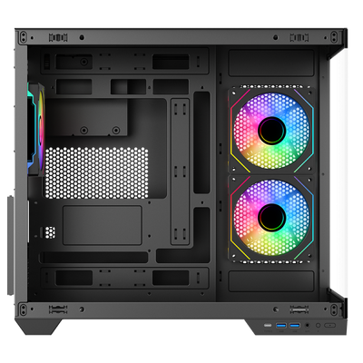 ITEK CASE DARK CAVE DS, GAMING TOWER, ATX, 3X12CM ARGB FAN, 2XUSB3, TYPE-C, SIDE FRONT PANEL TEMP [ITGCADCDSB]