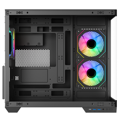 ITEK CASE DARK CAVE DS, GAMING TOWER, ATX, 3X12CM ARGB FAN, 2XUSB3, TYPE-C, SIDE FRONT PANEL TEMP [ITGCADCDSB]