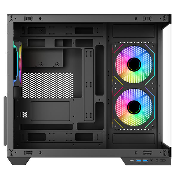 ITEK CASE DARK CAVE DS, GAMING TOWER, ATX, 3X12CM ARGB FAN, 2XUSB3, TYPE-C, SIDE FRONT PANEL TEMP [ITGCADCDSB]