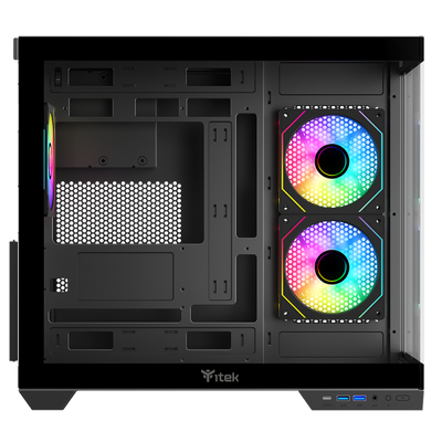ITEK CASE DARK CAVE DS, GAMING TOWER, ATX, 3X12CM ARGB FAN, 2XUSB3, TYPE-C, SIDE FRONT PANEL TEMP [ITGCADCDSB]