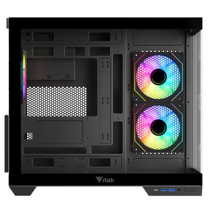 ITEK CASE DARK CAVE DS, GAMING TOWER, ATX, 3X12CM ARGB FAN, 2XUSB3, TYPE-C, SIDE FRONT PANEL TEMP [ITGCADCDSB]