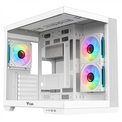 ITEK CASE DARK CAVE DS, GAMING TOWER, ATX, 3X12CM ARGB FAN, 2XUSB3, TYPE-C, SIDE FRONT PANEL TEMP [ITGCADCDSW]