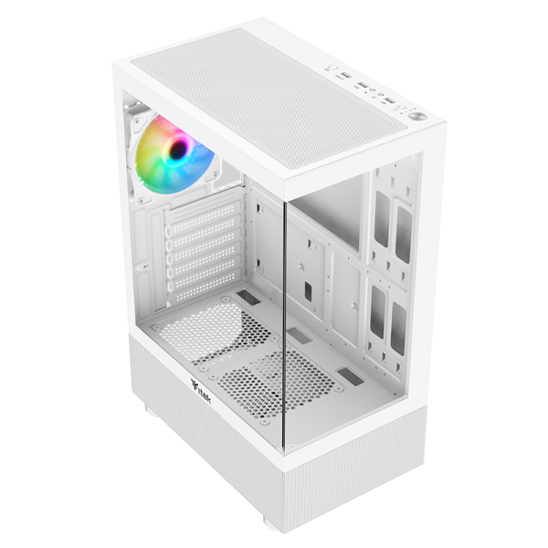 ITEK CASE SHOWBUI 33W,GAMING TOWER ATX, 12CM ARGB FAN, USB3, SIDE FRONT PANEL TEMP GLASS, WHITE [ITGCASB33W]