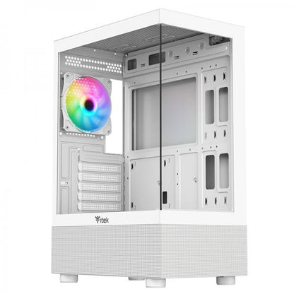 ITEK CASE SHOWBUI 33W,GAMING TOWER ATX, 12CM ARGB FAN, USB3, SIDE FRONT PANEL TEMP GLASS, WHITE [ITGCASB33W]