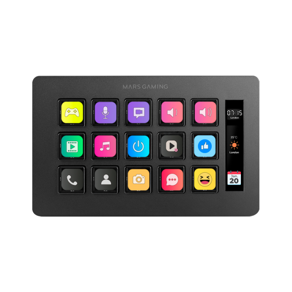 MARSGAMING SLIM STREAM DECK MSD-ONE BLACK CUSTOM KEYS+SOFTWARE [MSD-ONE]