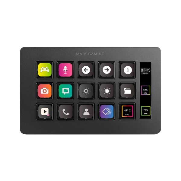 MARSGAMING SLIM STREAM DECK MSD-ONE BLACK CUSTOM KEYS+SOFTWARE [MSD-ONE]