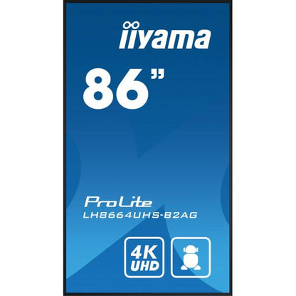 iiyama LH8664UHS-B2AG visualizzatore di messaggi Pannello piatto per segnaletica digitale 2,18 m (86") Wi-Fi 500 cd/m 4K Ultra HD Nero Processore integrato Android 24/7 [LH8664UHS-B2AG]