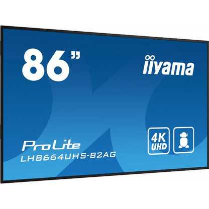 iiyama LH8664UHS-B2AG visualizzatore di messaggi Pannello piatto per segnaletica digitale 2,18 m (86") Wi-Fi 500 cd/m 4K Ultra HD Nero Processore integrato Android 24/7 [LH8664UHS-B2AG]