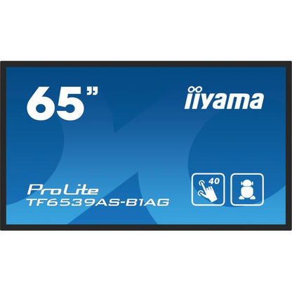 iiyama TF6539AS-B1AG visualizzatore di messaggi Pannello piatto per segnaletica digitale 163,8 cm (64.5") LED 500 cd/m 4K Ultra HD Nero Touch screen Processore integrato Android 24/7 [TF6539AS-B1AG]