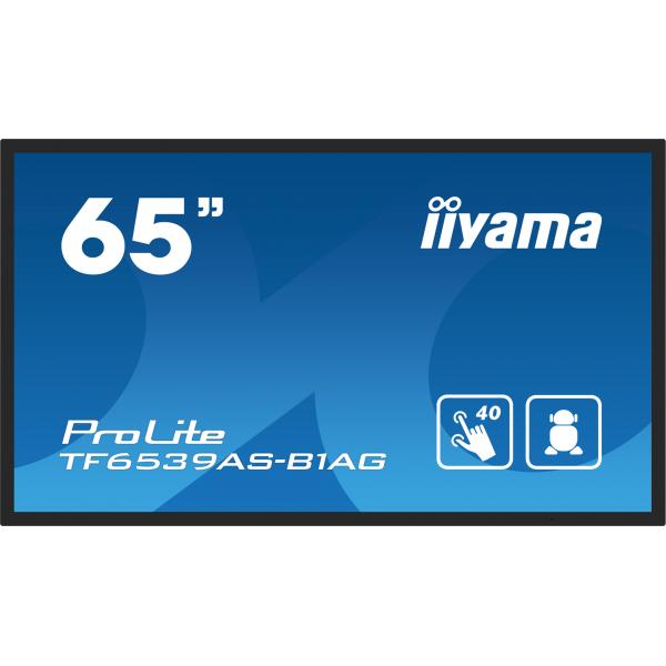 iiyama TF6539AS-B1AG visualizzatore di messaggi Pannello piatto per segnaletica digitale 163,8 cm (64.5") LED 500 cd/m 4K Ultra HD Nero Touch screen Processore integrato Android 24/7 [TF6539AS-B1AG]