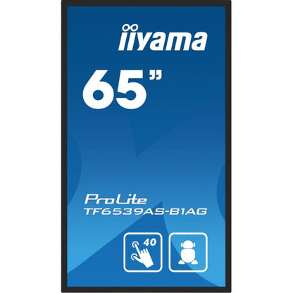 iiyama TF6539AS-B1AG visualizzatore di messaggi Pannello piatto per segnaletica digitale 163,8 cm (64.5") LED 500 cd/m 4K Ultra HD Nero Touch screen Processore integrato Android 24/7 [TF6539AS-B1AG]