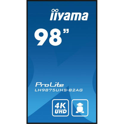 iiyama LH9875UHS-B2AG visualizzatore di messaggi Pannello piatto per segnaletica digitale 2,48 m (97.5") LED Wi-Fi 500 cd/m 4K Ultra HD Nero Processore integrato Android 11 24/7 [LH9875UHS-B2AG]
