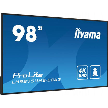 iiyama LH9875UHS-B2AG visualizzatore di messaggi Pannello piatto per segnaletica digitale 2,48 m (97.5") LED Wi-Fi 500 cd/m 4K Ultra HD Nero Processore integrato Android 11 24/7 [LH9875UHS-B2AG]