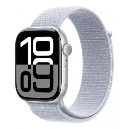 APPLE WATCH SERIES 10 GPS 46MM SILVER ALUMINIUM CASE WITH BLUE CLOUD SPORT LOOP [MWWN3QL/A]