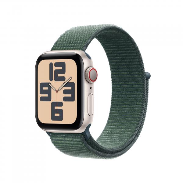 APPLE WATCH SE GPS + CELLULAR 40MM STARLIGHT ALUMINIUM CASE WITH LAKE GREEN SPORT LOOP [MXGH3QL/A]
