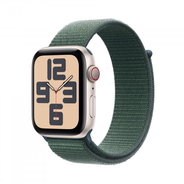 APPLE WATCH SE GPS + CELLULAR 44MM STARLIGHT ALUMINIUM CASE WITH LAKE GREEN SPORT LOOP [MXGV3QL/A]
