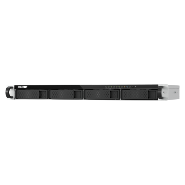 QNAP NAS 1U 4-bay 3.5" SATA + 3 x E1.S/PCIe M.2 2280 short depth 12" rackmount NAS, Intel Atom x7405C quad-core, 8GB RAM SODIMM DDR5 (1 x DDR5 SODIMM slots, Max. 16GB), 2 x M.2 PCIe Gen3 x1 slots, [TS-H765EU-8G]