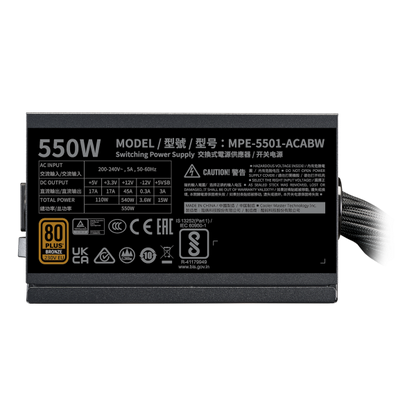 Cooler Master MWE Bronze 550 V3 230V alimentatore per computer 550 W 24-pin ATX ATX Nero [MPE-5501-ACABW-3BEU]