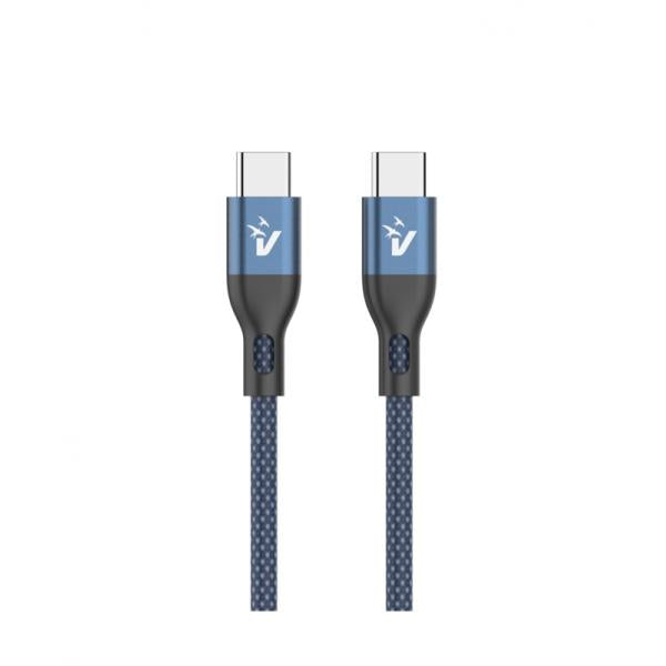 VULTECH CAVO SMARTPHONE TYPE-C A TYPE-C 1,2m, 3.0A 60W, NYLON, BLU [CS-NCC12BL]