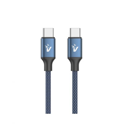 VULTECH CAVO SMARTPHONE TYPE-C A TYPE-C 2m, 5.0A 100W, NYLON, BLU [CS-NCC20BL]