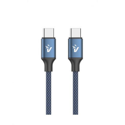 VULTECH CAVO SMARTPHONE TYPE-C A TYPE-C 2m, 5.0A 100W, NYLON, BLU [CS-NCC20BL]