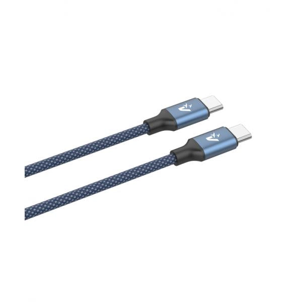 VULTECH CAVO SMARTPHONE TYPE-C A TYPE-C 2m, 5.0A 100W, NYLON, BLU [CS-NCC20BL]