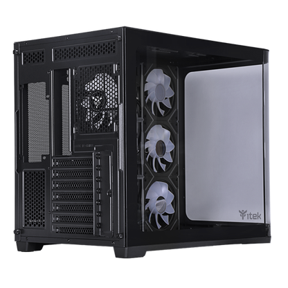 ITEK CASE DARK CAVE CURVED, GAMING TOWER, ATX, 4X12CM ARGB FAN, 2XUSB3, TYPE-C, CURVED TEMP GLASS S [ITGCADCCB]