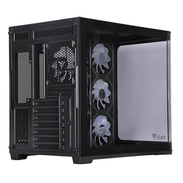 ITEK CASE DARK CAVE CURVED, GAMING TOWER, ATX, 4X12CM ARGB FAN, 2XUSB3, TYPE-C, CURVED TEMP GLASS S [ITGCADCCB]