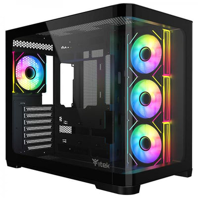 ITEK CASE DARK CAVE CURVED, GAMING TOWER, ATX, 4X12CM ARGB FAN, 2XUSB3, TYPE-C, CURVED TEMP GLASS S [ITGCADCCB]
