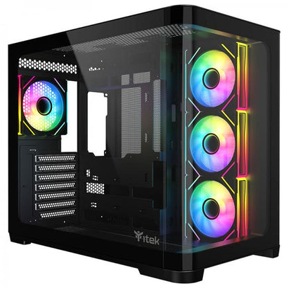 ITEK CASE DARK CAVE CURVED, GAMING TOWER, ATX, 4X12CM ARGB FAN, 2XUSB3, TYPE-C, CURVED TEMP GLASS S [ITGCADCCB]