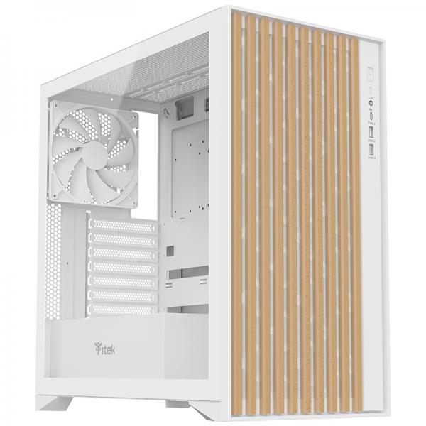 ITEK CASE WOODY, GAMING TOWER, ATX, 3X12CM BLACK FAN, 2XUSB3, TYPE-C, WOOD FRONT, TEMP GLASS SIDE P [ITGCAWO28W]