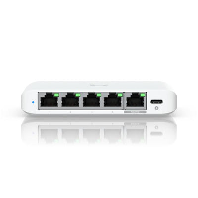 Ubiquiti - USW-Flex-2.5G-5-EU - UniFi 5 Port Layer 2 switch with 4 2.5 GbE ports, 2.5 GbE PoE+ input port for power, Optional powering with included 5V, 1A USB-C adapter... [USW-Flex-2.5G-5-EU]