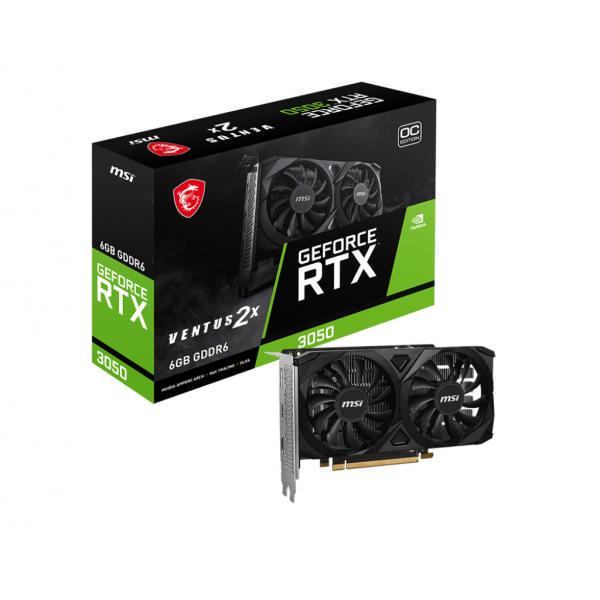 MSI VGA GEFORCE RTX 3050, RTX 3050 VENTUS 2X E 6G OC, 6GB GDRR6, 2HDMI/DP, ATX, DUAL FAN [RTX 3050 V 2X E 6G O]