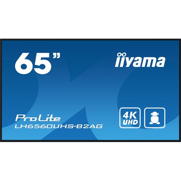 iiyama LH6560UHS-B2AG visualizzatore di messaggi Pannello A digitale 165,1 cm (65") LED Wi-Fi 500 cd/m 4K Ultra HD Nero Processore integrato Android 11 24/7 [LH6560UHS-B2AG]