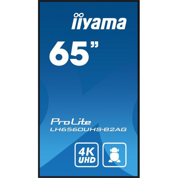 iiyama LH6560UHS-B2AG visualizzatore di messaggi Pannello A digitale 165,1 cm (65") LED Wi-Fi 500 cd/m 4K Ultra HD Nero Processore integrato Android 11 24/7 [LH6560UHS-B2AG]