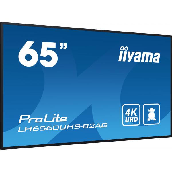 iiyama LH6560UHS-B2AG visualizzatore di messaggi Pannello A digitale 165,1 cm (65") LED Wi-Fi 500 cd/m 4K Ultra HD Nero Processore integrato Android 11 24/7 [LH6560UHS-B2AG]