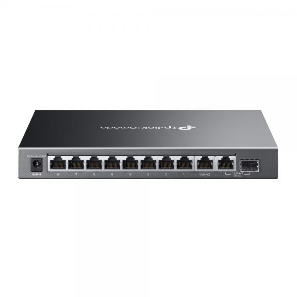TP-Link - ES210GMP - Omada 10-Port Gigabit Easy Managed Switch with 8-Port PoE+, 1x Gigabit Non-PoE Ports, 1 Combo Gigabit RJ45/SFP Port, 802.3at/af, 123 W PoE Power, Desktop Steel Case and Fanless [ES210GMP]