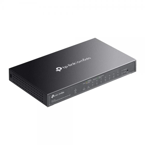 TP-Link - ES210GMP - Omada 10-Port Gigabit Easy Managed Switch with 8-Port PoE+, 1x Gigabit Non-PoE Ports, 1 Combo Gigabit RJ45/SFP Port, 802.3at/af, 123 W PoE Power, Desktop Steel Case and Fanless [ES210GMP]