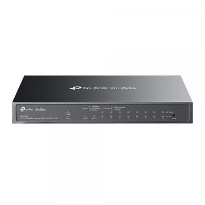 TP-Link - ES210GMP - Omada 10-Port Gigabit Easy Managed Switch with 8-Port PoE+, 1x Gigabit Non-PoE Ports, 1 Combo Gigabit RJ45/SFP Port, 802.3at/af, 123 W PoE Power, Desktop Steel Case and Fanless [ES210GMP]