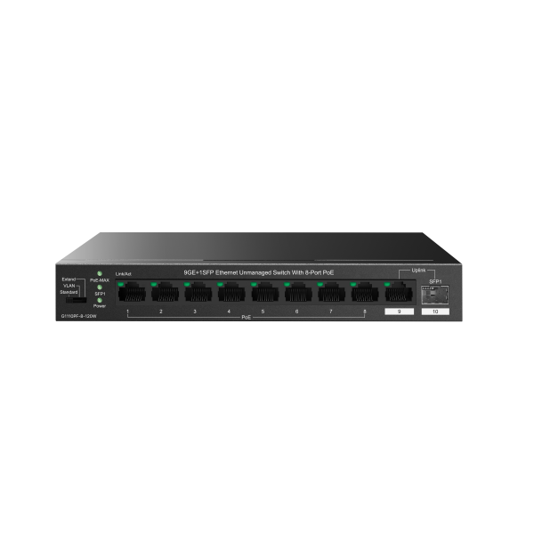 Tenda TEG1110PF-8-120W switch di rete Non gestito Gigabit Ethernet (10/100/1000) Supporto Power over Ethernet (PoE) Nero [TEG1110PF-8-120W]