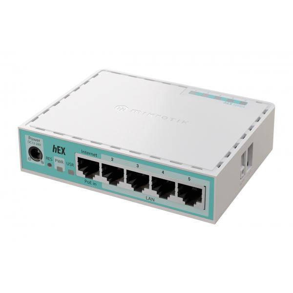 MikroTik, hEX refresh, 5x Gigabit Ethernet, Dual Core 950MHz CPU, 512MB RAM, USB, microSD, RouterOS V7. [E50UG]