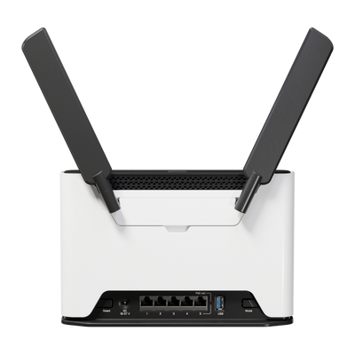 Mikrotik, Chateau PRO ax. Router Wi-Fi 6 4x4 con CPU quad-core ARM da 2,2 GHz, 1 GB RAM, 5 porte Gigabit Ethernet, 1 porta USB 3.0 e sistema operativo RouterOS (Licenza L6) [H53UiG-5HaxQ2HaxQ]