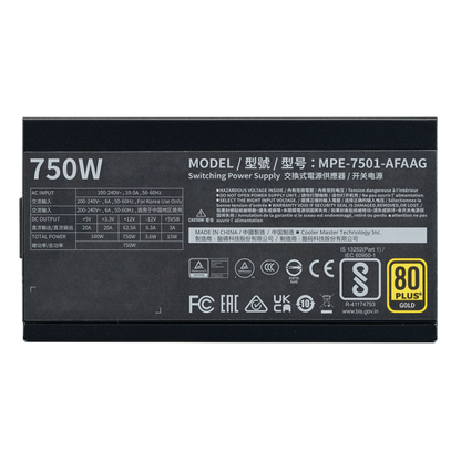 Cooler Master MWE Gold 750 V2 ATX 3.1 alimentatore per computer 750 W 24-pin ATX Nero [MPE-7501-AFAAG-3EEU]