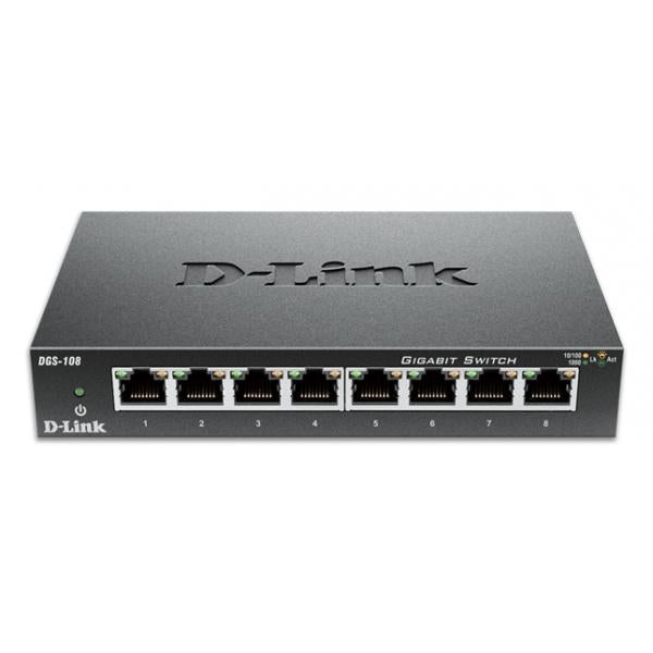 D-LINK SWITCH 8 PORTE GIGABIT CASE METALLICO [DGS-108]