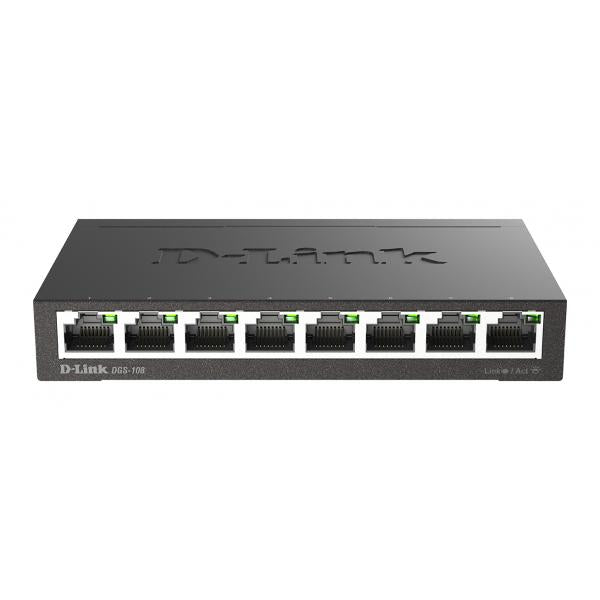 D-LINK SWITCH 8 PORTE GIGABIT CASE METALLICO [DGS-108]