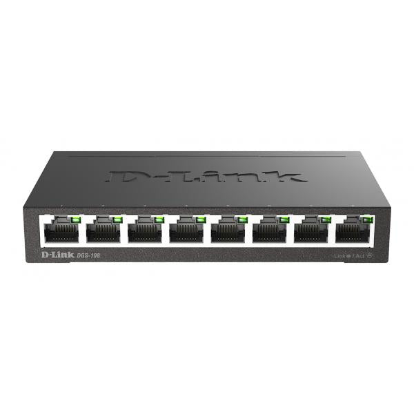 D-LINK SWITCH 8 PORTE GIGABIT CASE METALLICO [DGS-108]