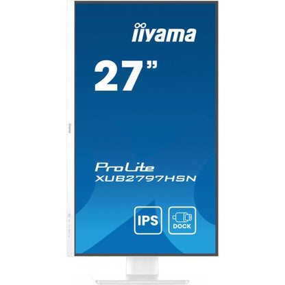 Iiyama ProLite 27 inch - Full HD IPS LED Monitor - 1920x1080 - USB-Dock - Pivot / HAS / RJ45 - White [XUB2797HSN-W2]